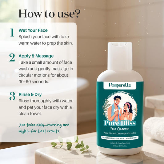 Pamperella Pure Bliss Face Cleanser With Aloe Vera & Ceramide Complex
