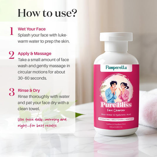 Pamperella Pure Bliss Face Cleanser With Rice Water & Hyaluronic Acid